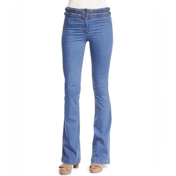 Veronica Beard Biscayne Braided-Waist Boot Cut Jeans - Picture 1 of 7